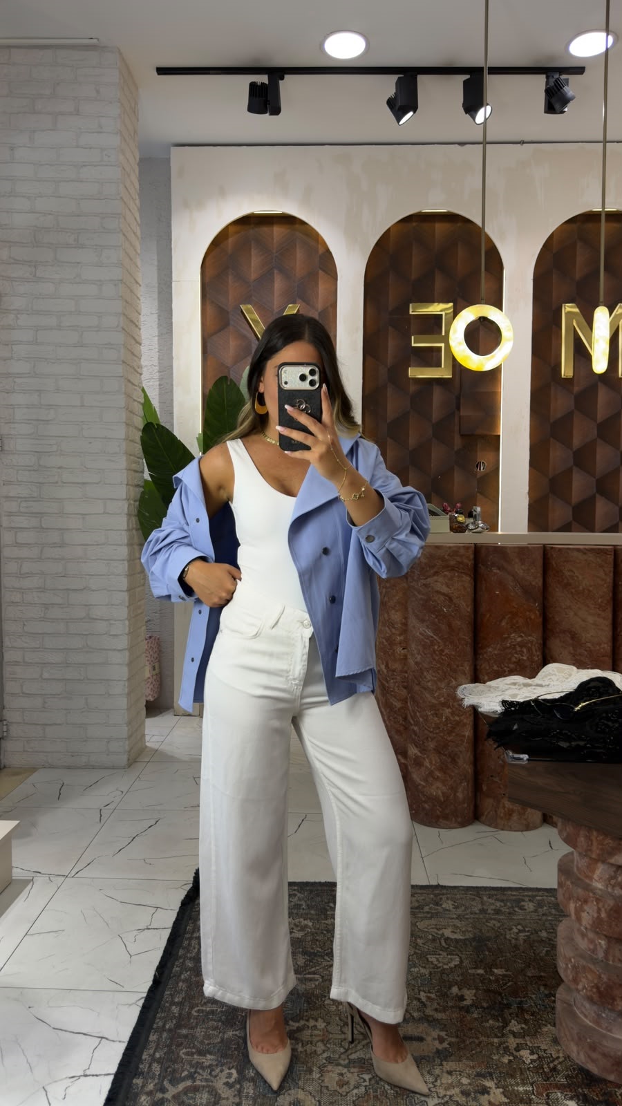 Beyaz Tencel Pantolon